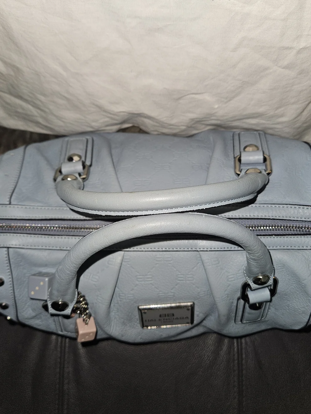 Balenciaga BB Vintage Monogram Leather Satchel